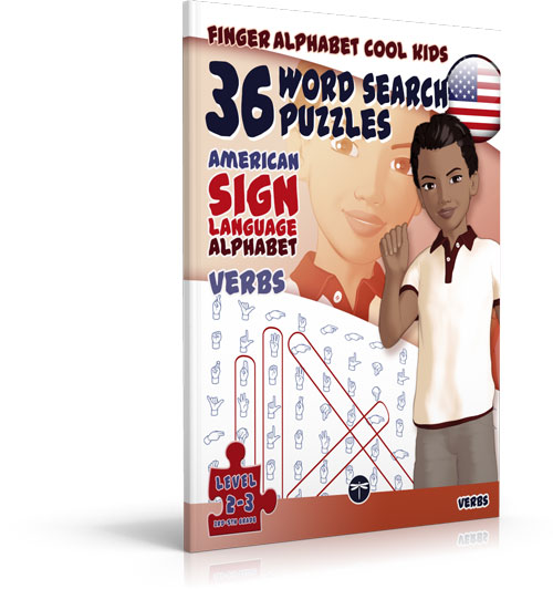 ASL Word Search Games 108 Word Search Puzzles with the American Sign Language Alphabet Cool Kids Verbs
