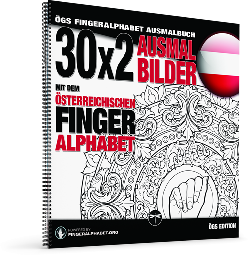 ÖGS Fingeralphabet Ausmalbuch, 30x2 Ausmalbilder mit dem österreichischen Fingeralphabet für Project FingerAlphabet von Lassal, extra groß und mit wire-o-bindung